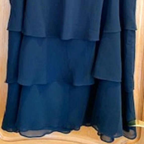 Women Focus by Shani Tiered Ruffle Layered Black Midi Skirt Sz: 20 - Picture 4 of 7